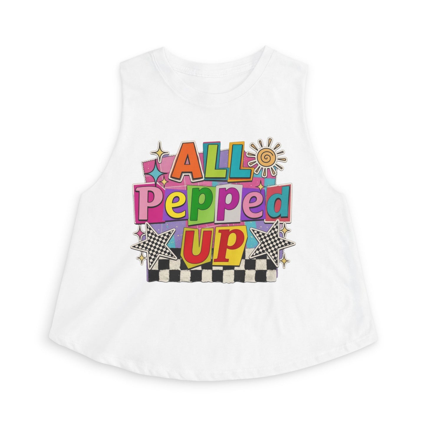 All Pepped Up Women's Crop Top - Colorful Retro Graphic Tank