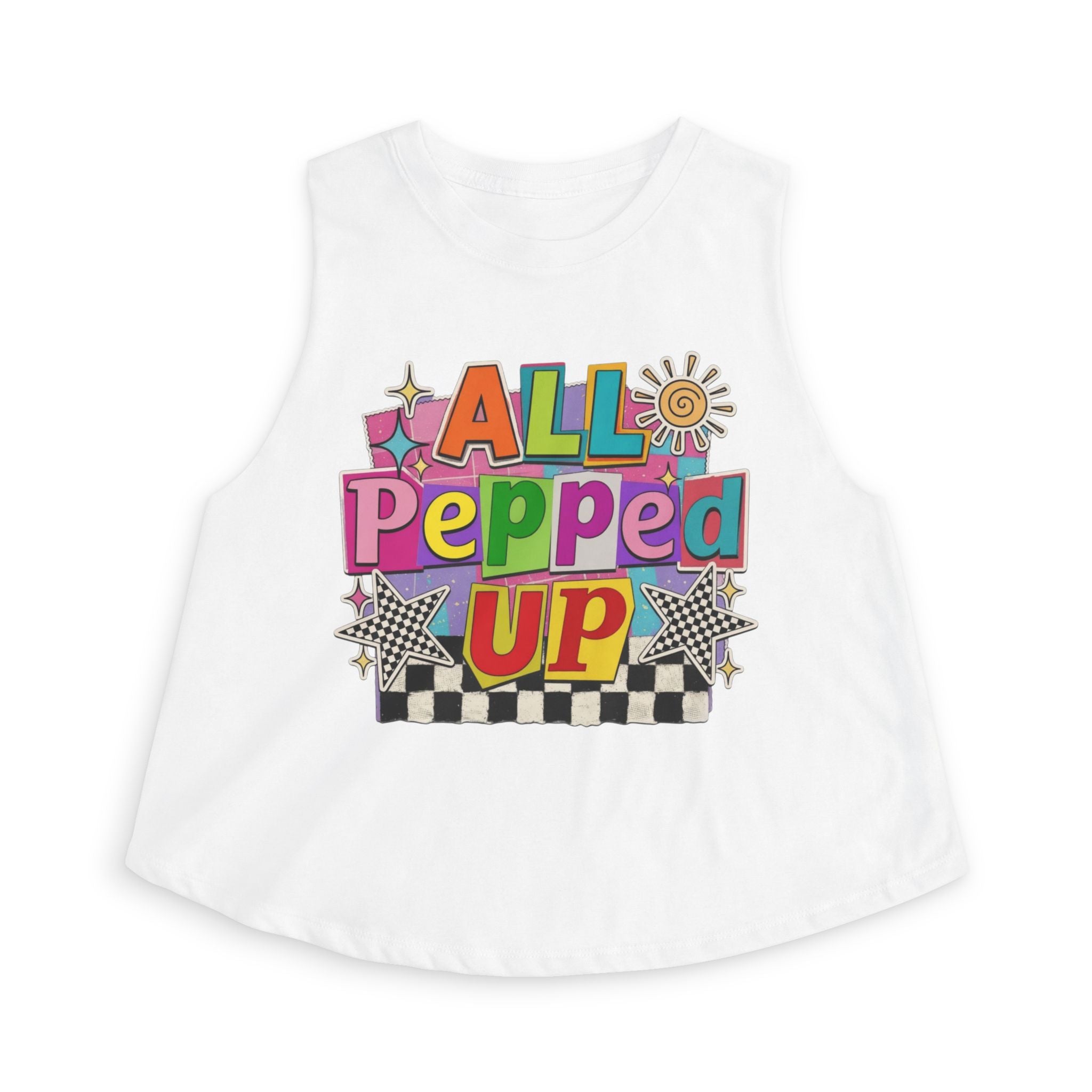 All Pepped Up Women's Crop Top - Colorful Retro Graphic Tank
