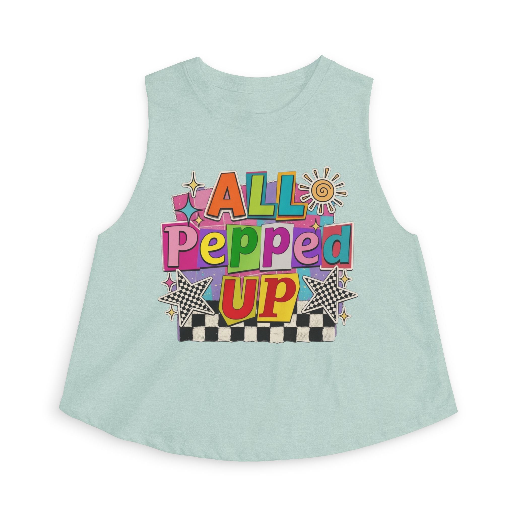 All Pepped Up Women's Crop Top - Colorful Retro Graphic Tank