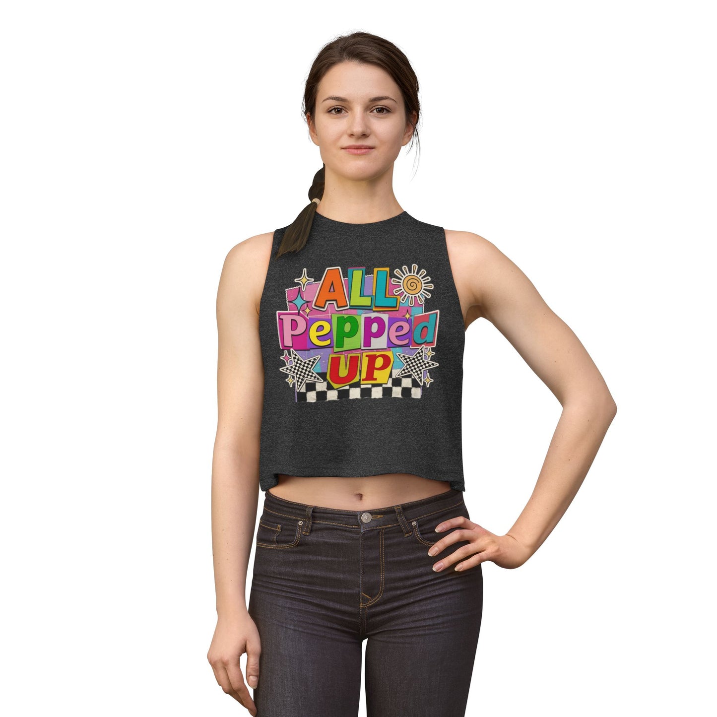 All Pepped Up Women's Crop Top - Colorful Retro Graphic Tank