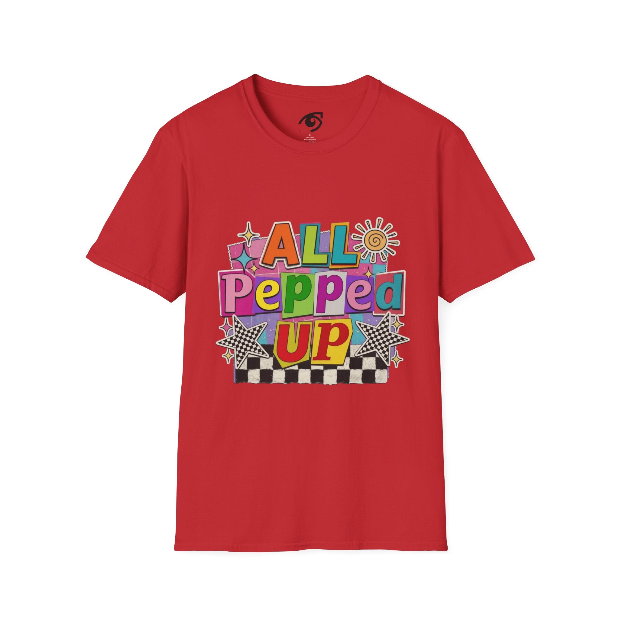 All Pepped Up T-Shirt — Colorful Retro Graphic Tee