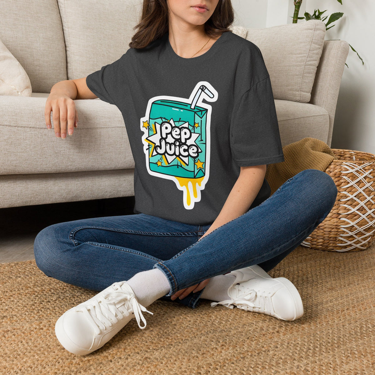 Pep Juice Retro Tee — Cute Cartoon Juice Box Graphic T-Shirt