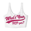What's Your PEP-per? Sports Bra — Cheerful Pink Graphic Activewear
