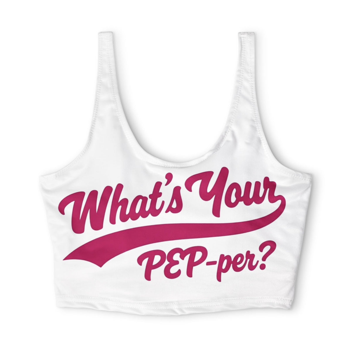What's Your PEP-per? Sports Bra — Cheerful Pink Graphic Activewear