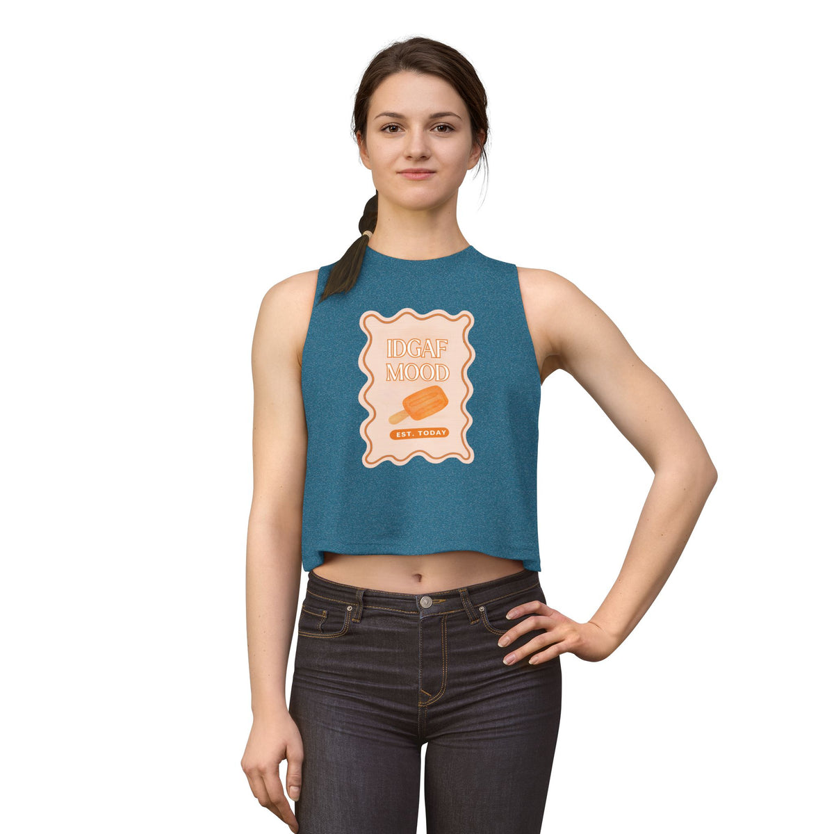 DGAF Mood Crop Top — Retro Orange Popsicle Graphic Women's Tank