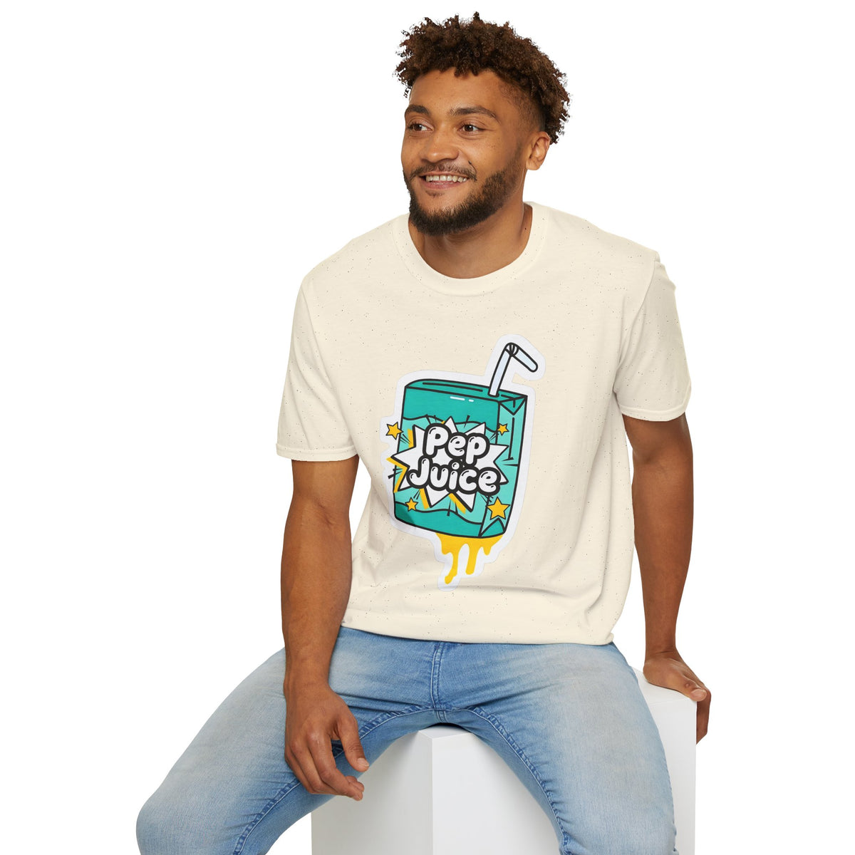 Pep Juice Retro Tee — Cute Cartoon Juice Box Graphic T-Shirt