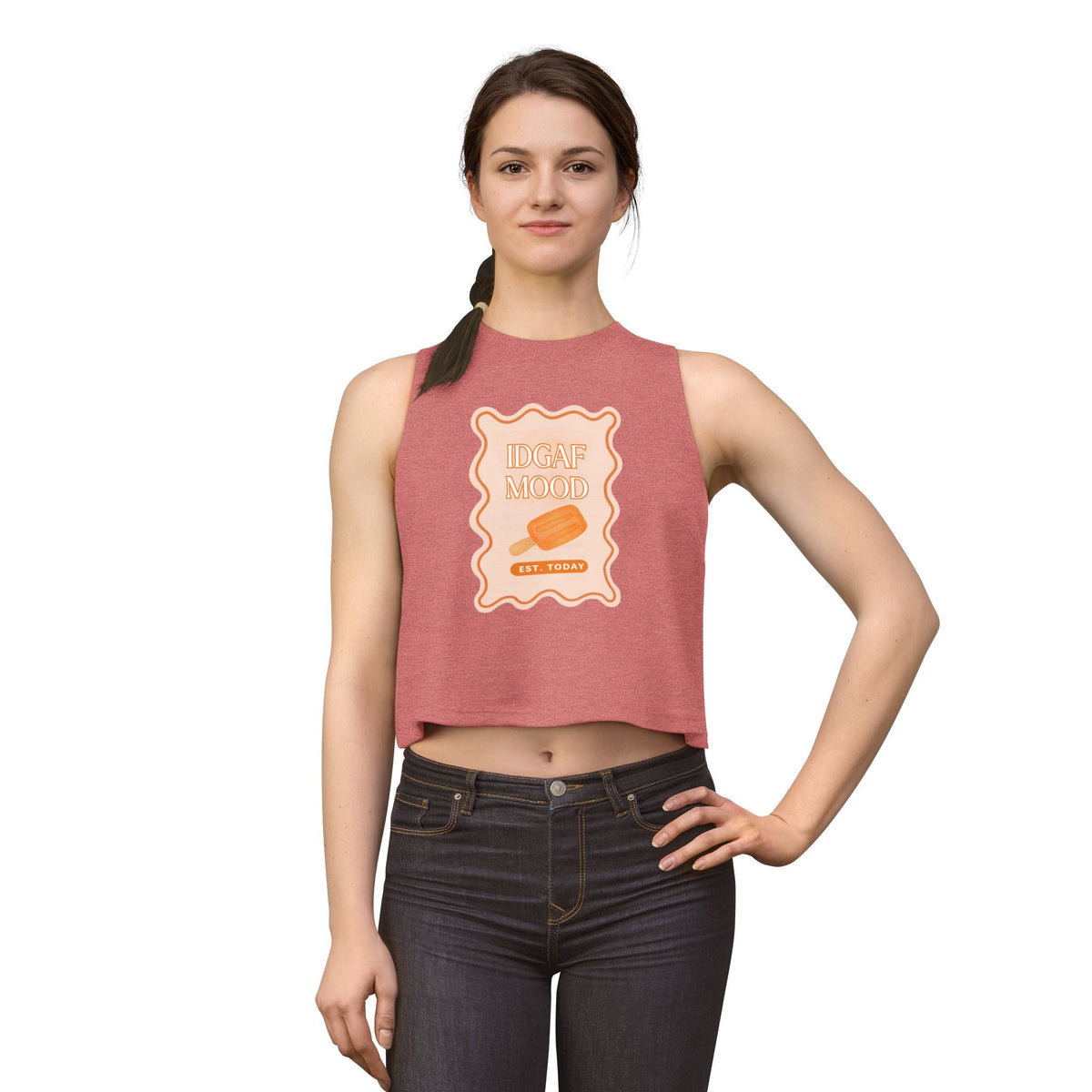 DGAF Mood Crop Top — Retro Orange Popsicle Graphic Women's Tank