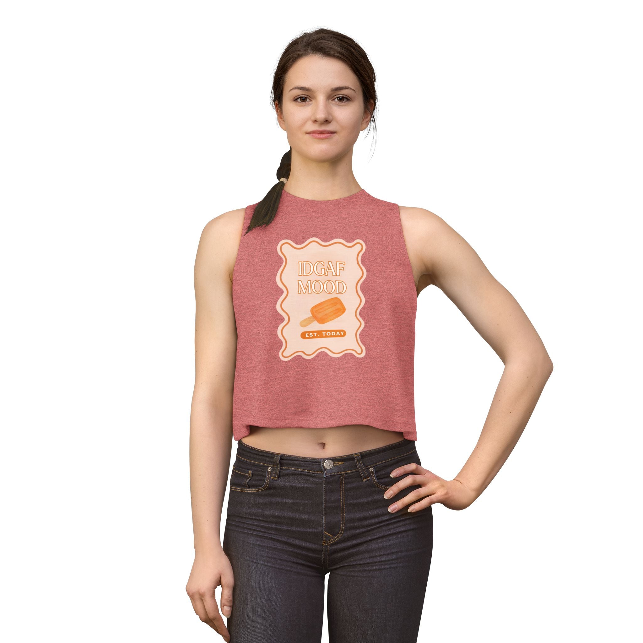 DGAF Mood Crop Top — Retro Orange Popsicle Graphic Women's Tank
