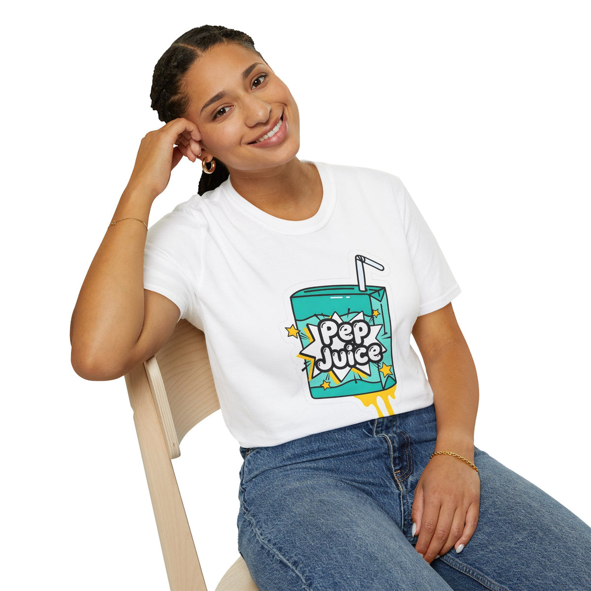 Pep Juice Retro Tee — Cute Cartoon Juice Box Graphic T-Shirt
