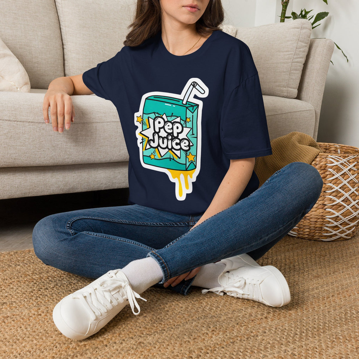 Pep Juice Retro Tee — Cute Cartoon Juice Box Graphic T-Shirt