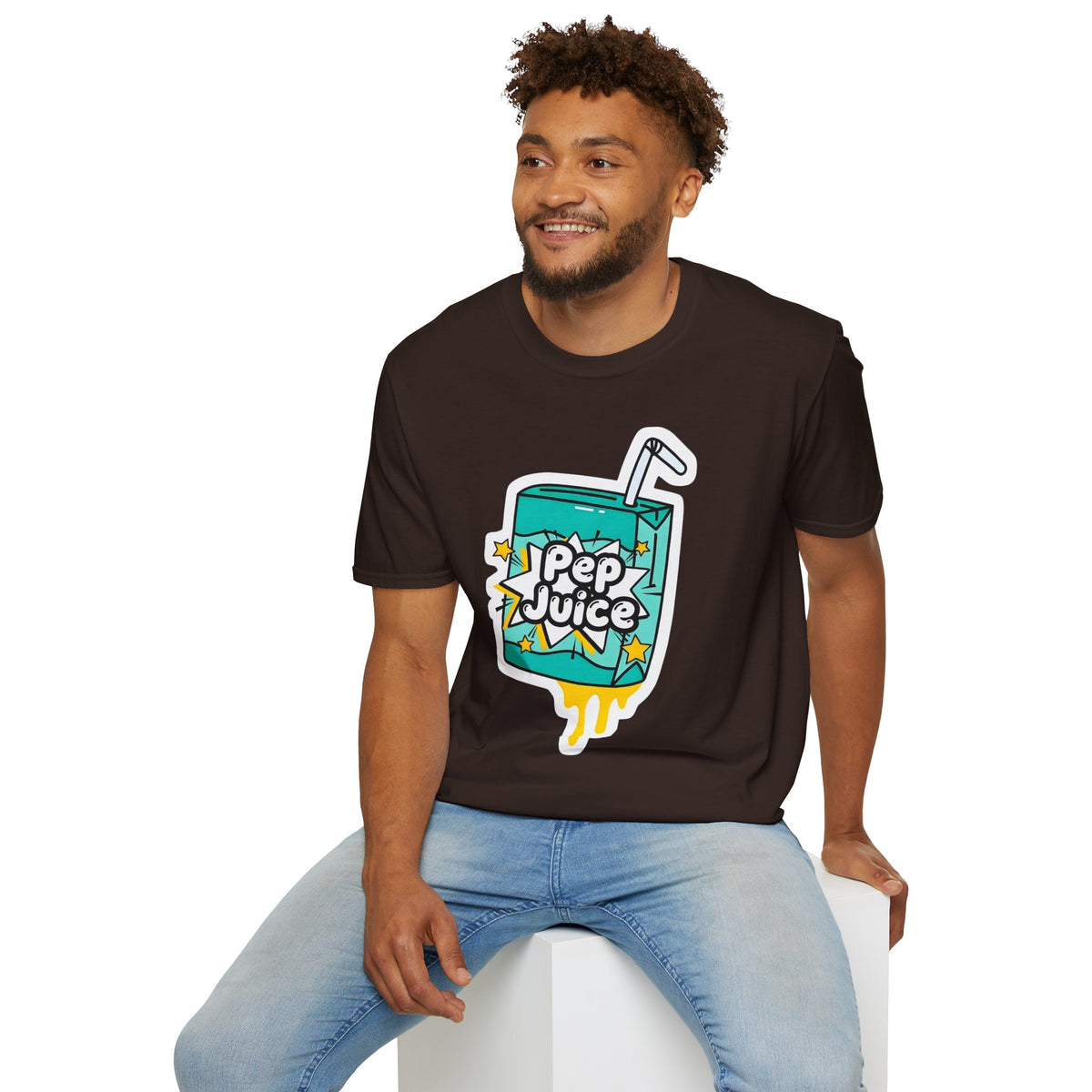 Pep Juice Retro Tee — Cute Cartoon Juice Box Graphic T-Shirt
