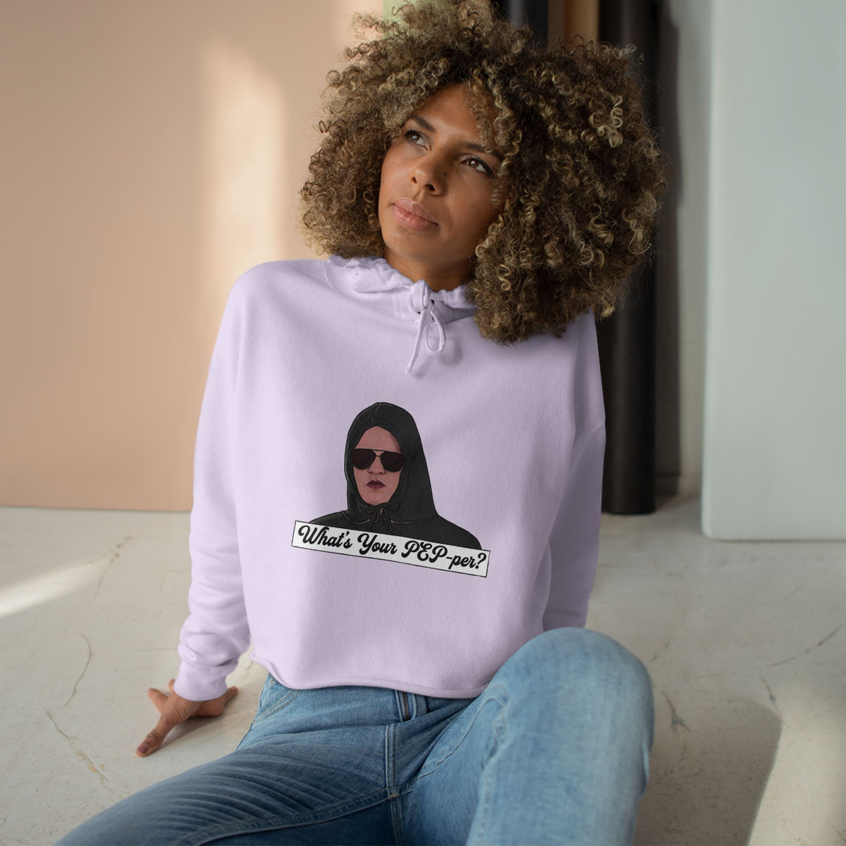 Crop Hoodie — 'What's Your Pep-Per?' Graphic Cropped Hoodie