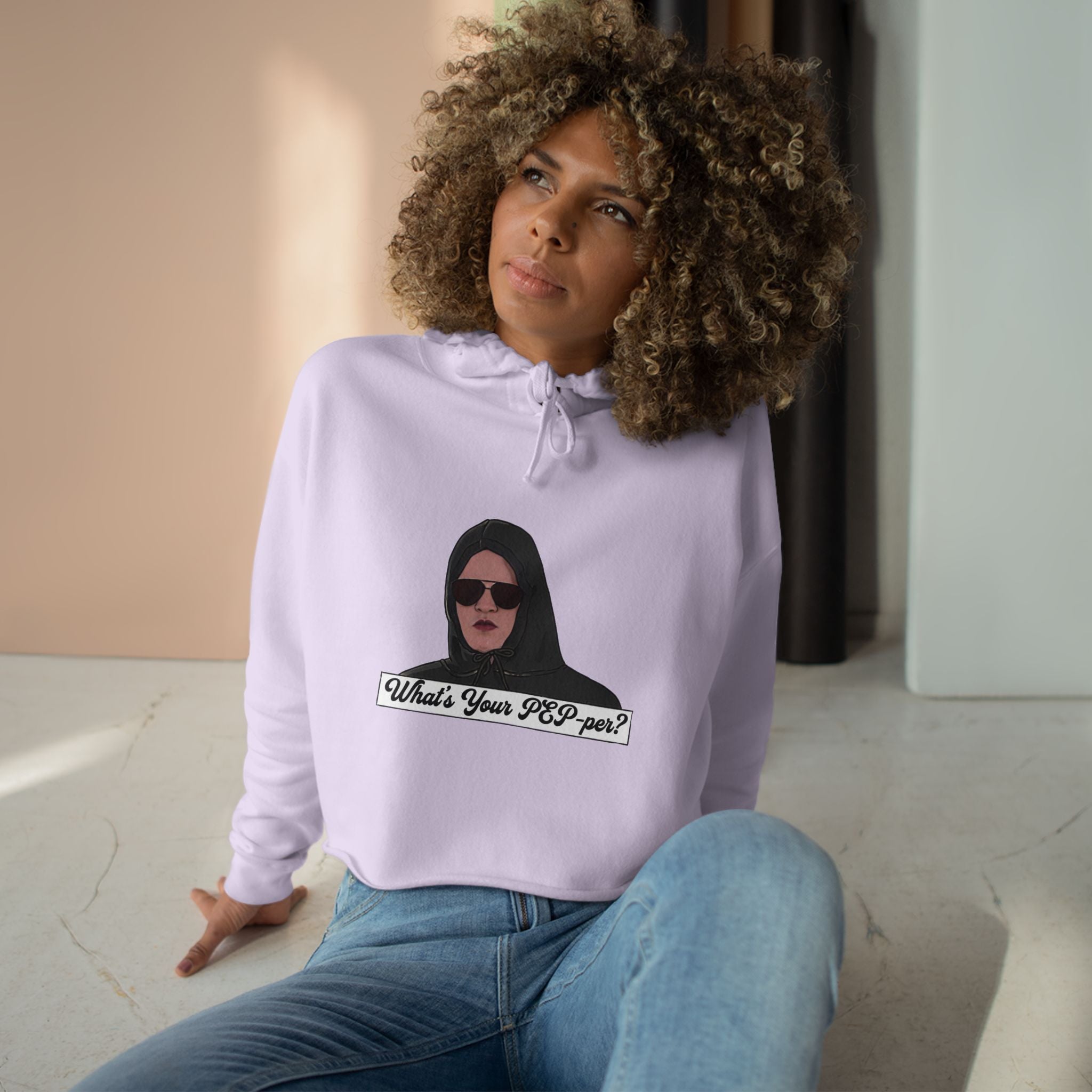 Crop Hoodie — 'What's Your Pep-Per?' Graphic Cropped Hoodie