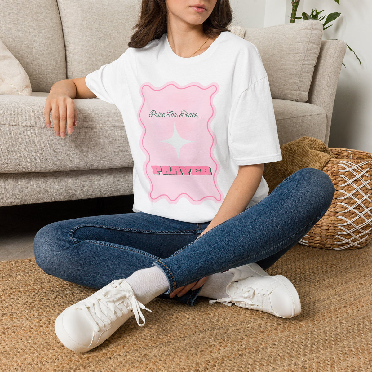 Peace Price Graphic T-Shirt — "Price For Peace" Pink Retro Design