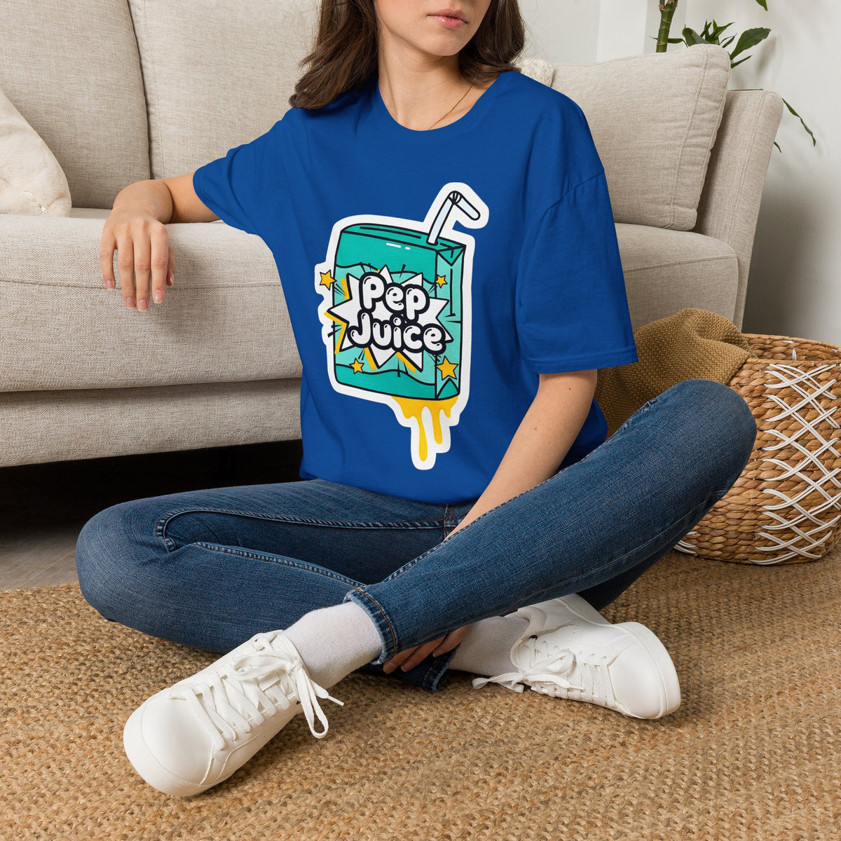 Pep Juice Retro Tee — Cute Cartoon Juice Box Graphic T-Shirt