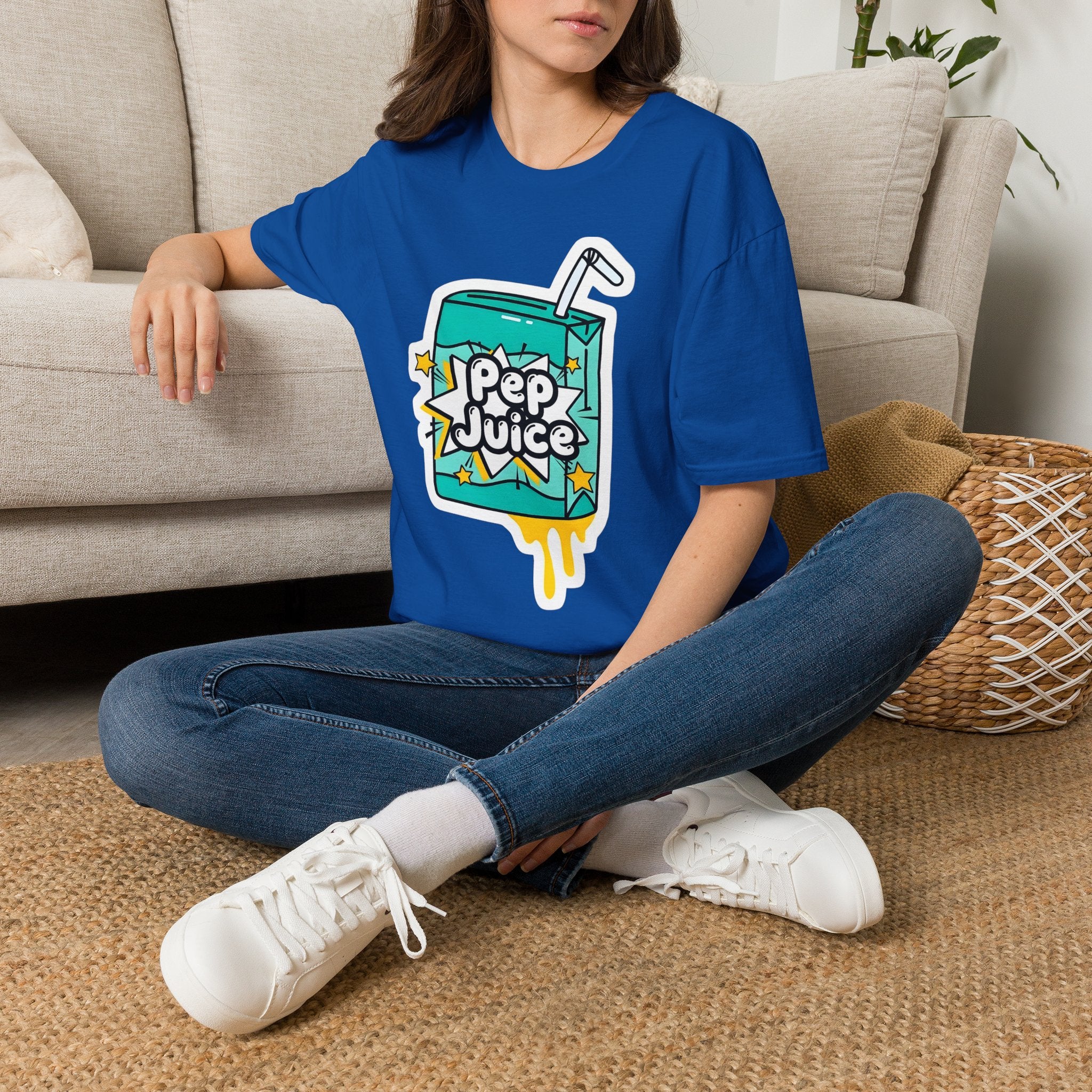 Pep Juice Retro Tee — Cute Cartoon Juice Box Graphic T-Shirt