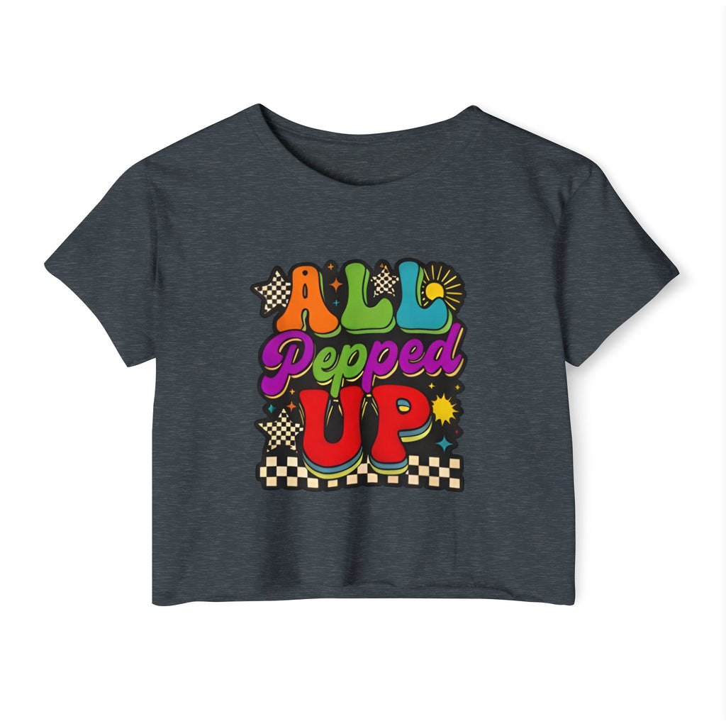 All Pepped Up Festival Crop Top — Retro Psychedelic Graphic Tee for Women
