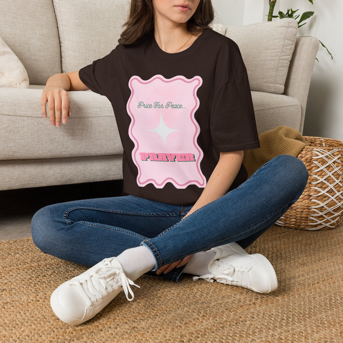 Peace Price Graphic T-Shirt — "Price For Peace" Pink Retro Design