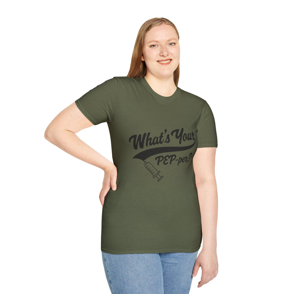 T-Shirt — "What's Your PEP‑per?" Funny Medical Syringe Graphic Tee