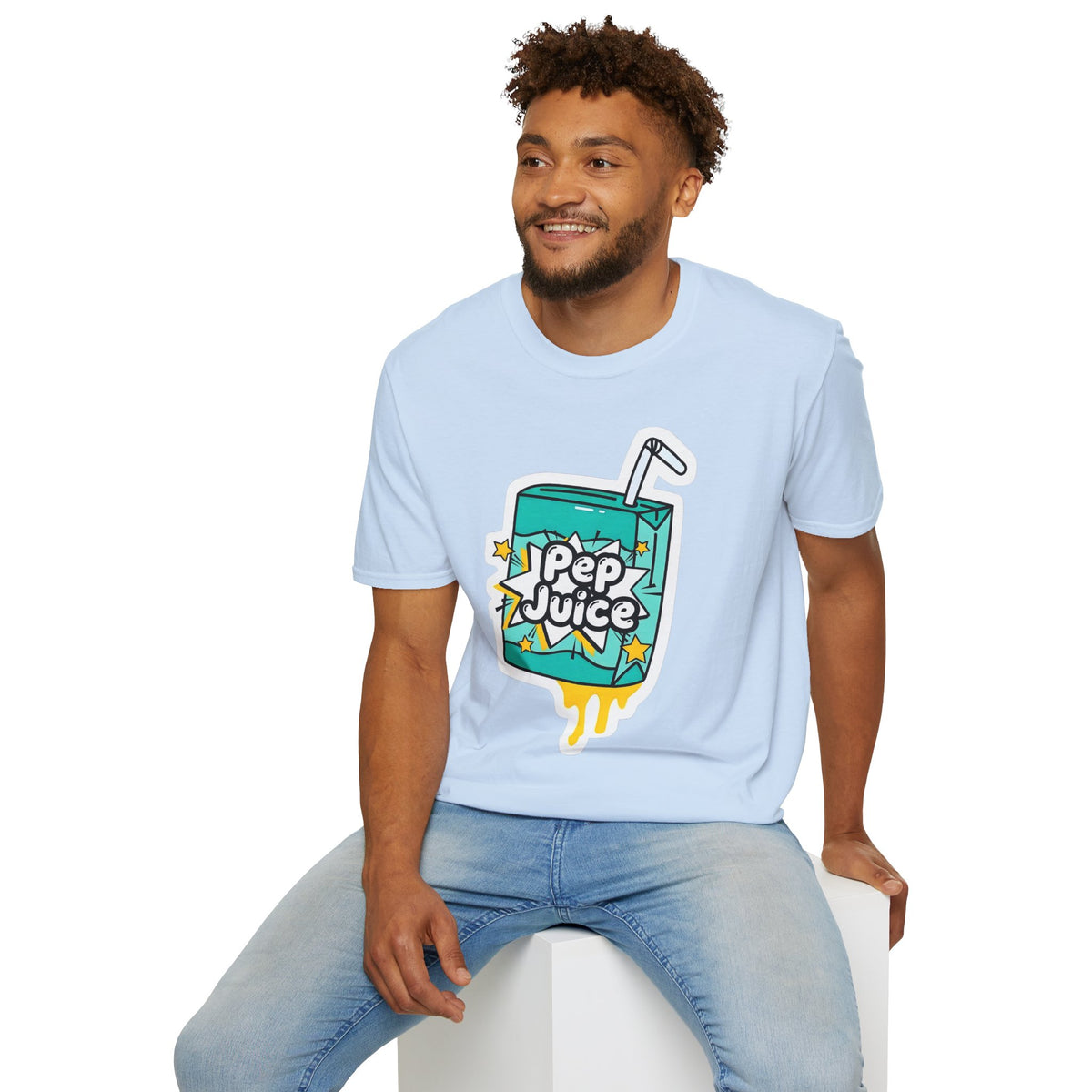 Pep Juice Retro Tee — Cute Cartoon Juice Box Graphic T-Shirt