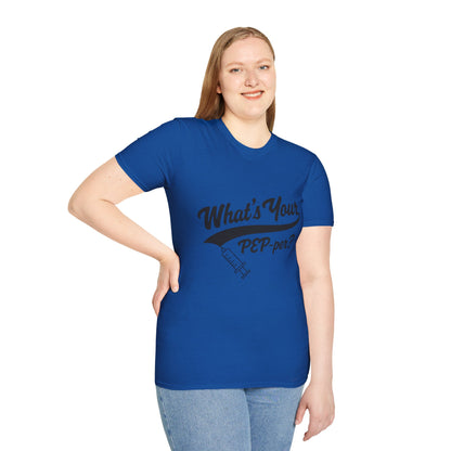 T-Shirt — "What's Your PEP‑per?" Funny Medical Syringe Graphic Tee