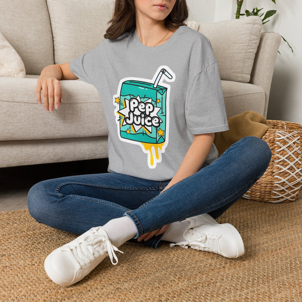 Pep Juice Retro Tee — Cute Cartoon Juice Box Graphic T-Shirt