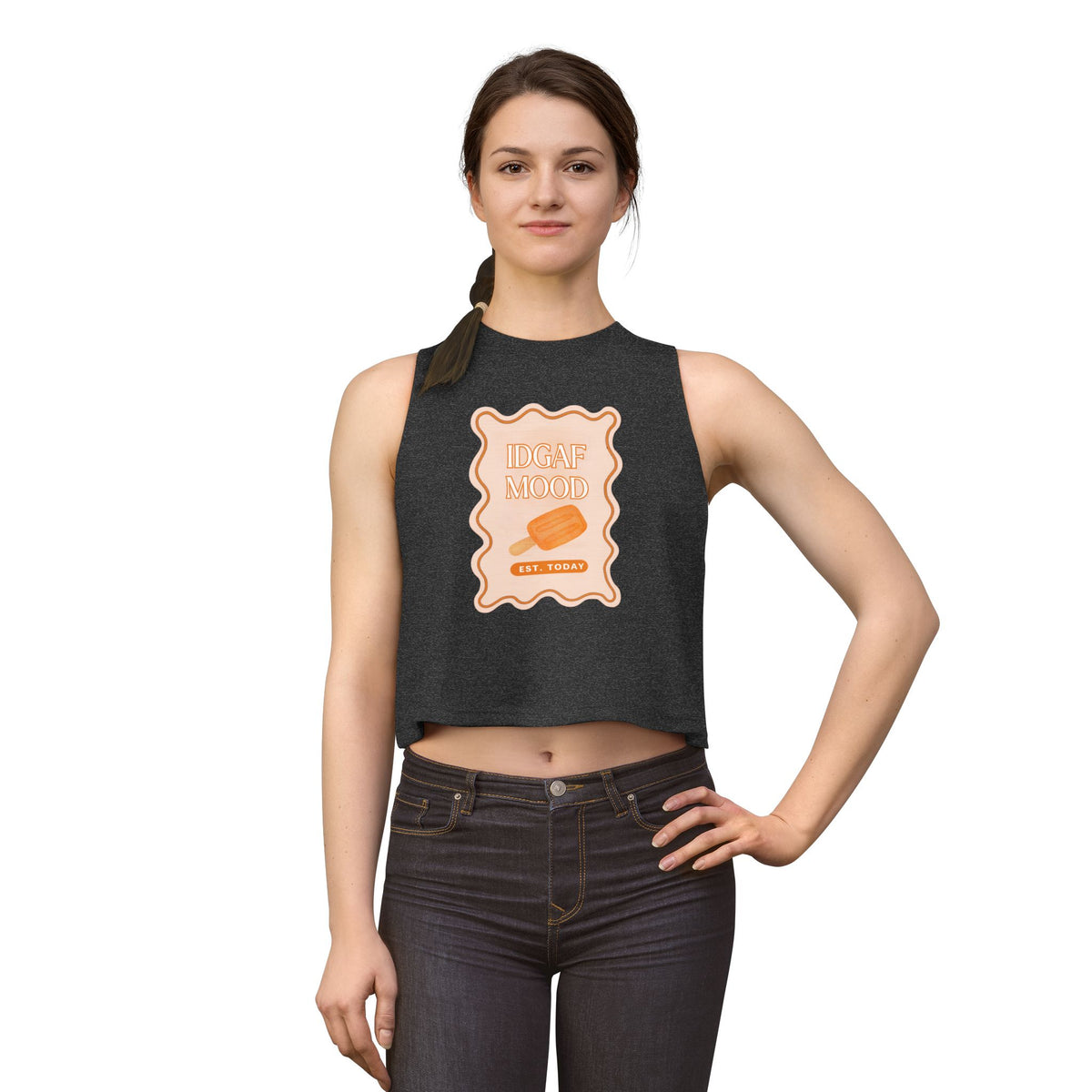 DGAF Mood Crop Top — Retro Orange Popsicle Graphic Women's Tank