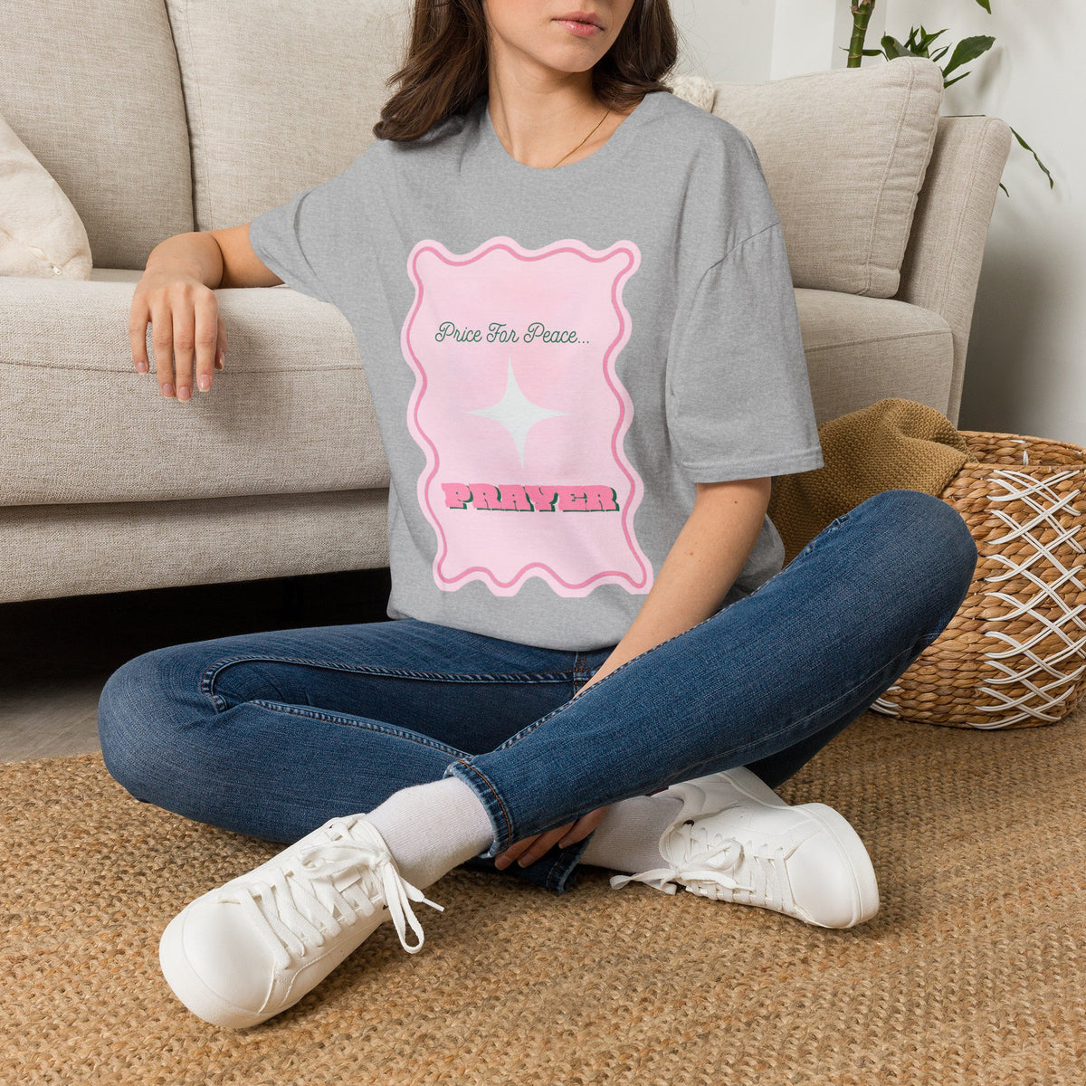 Peace Price Graphic T-Shirt — "Price For Peace" Pink Retro Design