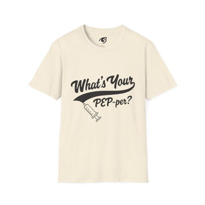 T-Shirt — "What's Your PEP‑per?" Funny Medical Syringe Graphic Tee