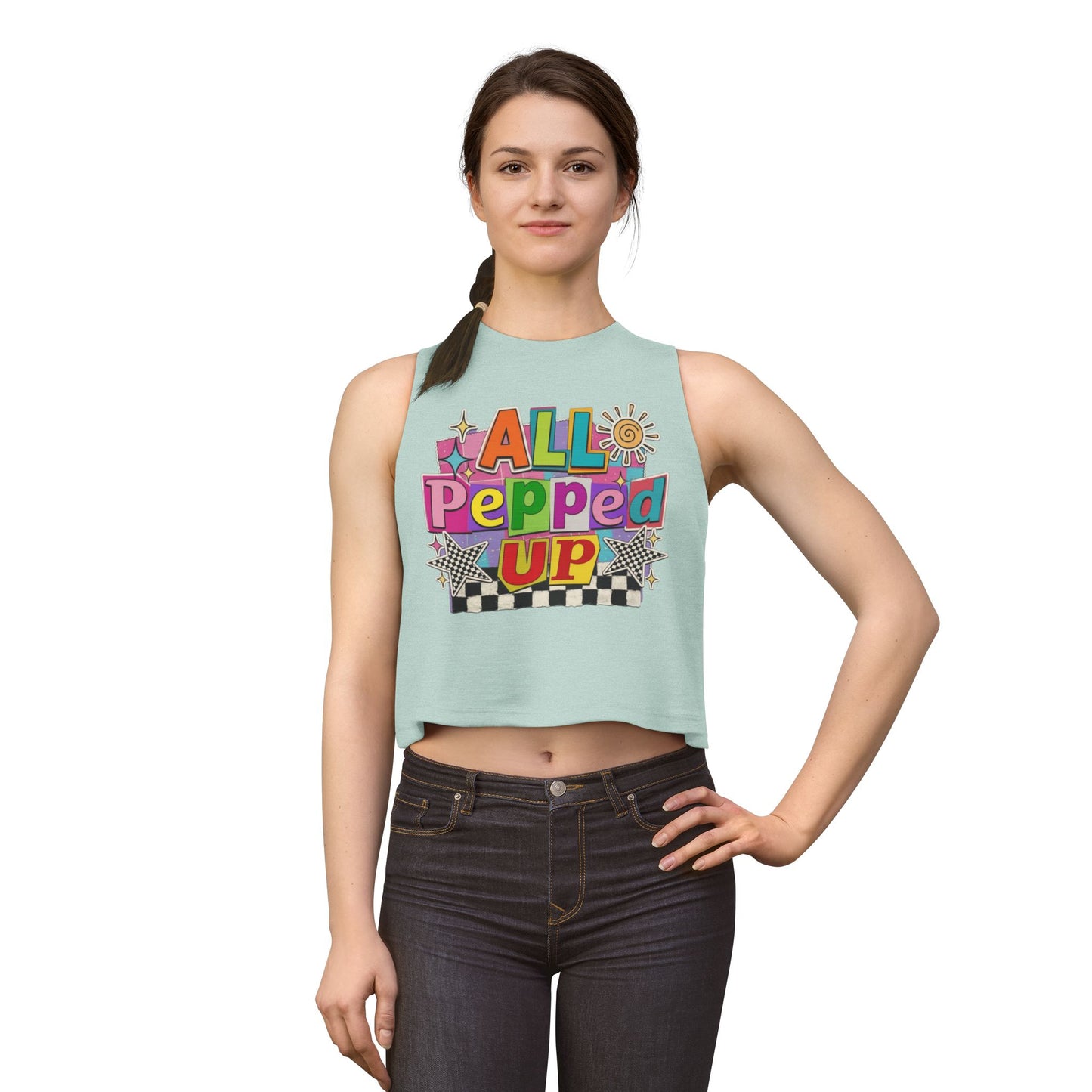All Pepped Up Women's Crop Top - Colorful Retro Graphic Tank