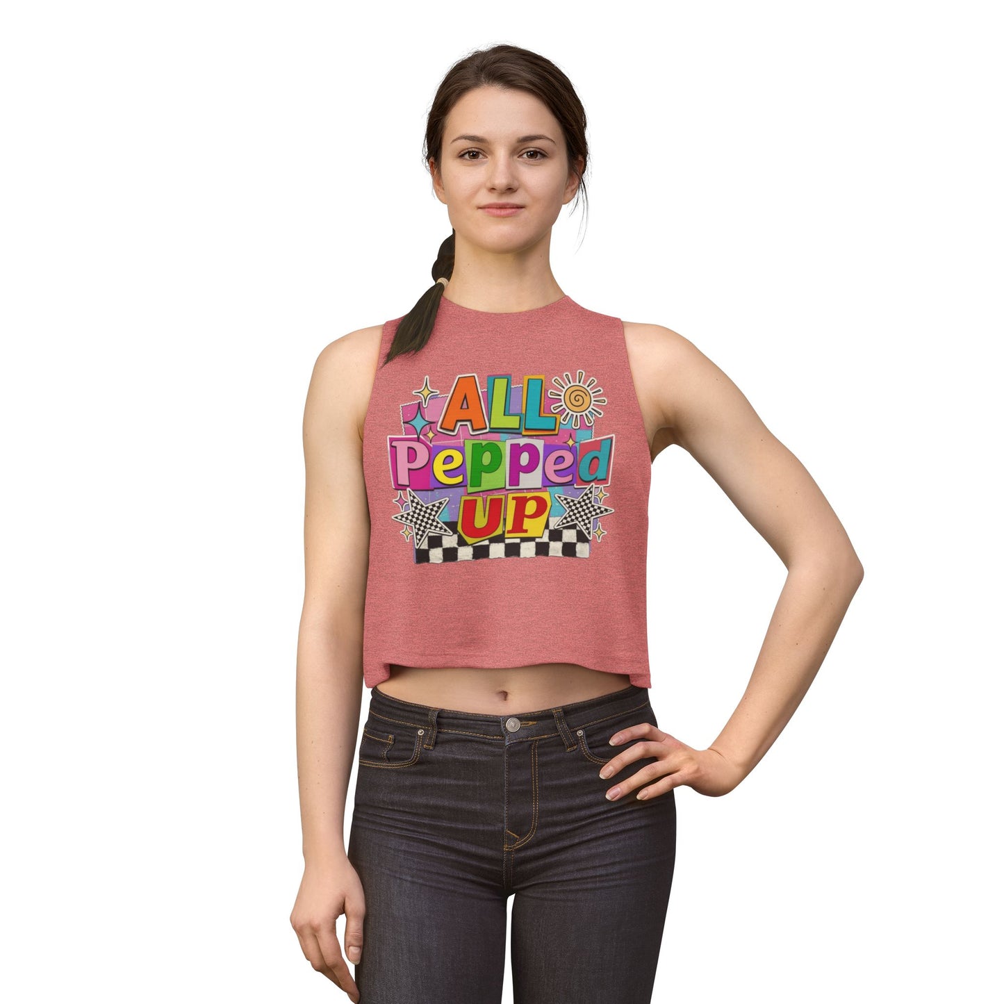 All Pepped Up Women's Crop Top - Colorful Retro Graphic Tank