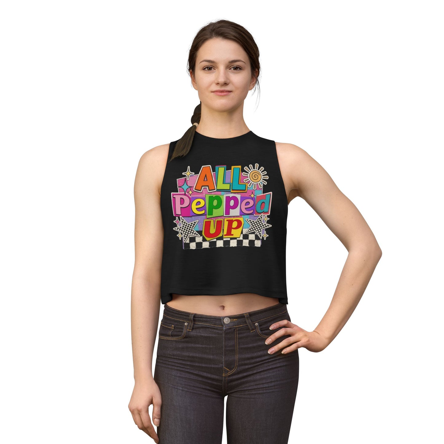 All Pepped Up Women's Crop Top - Colorful Retro Graphic Tank