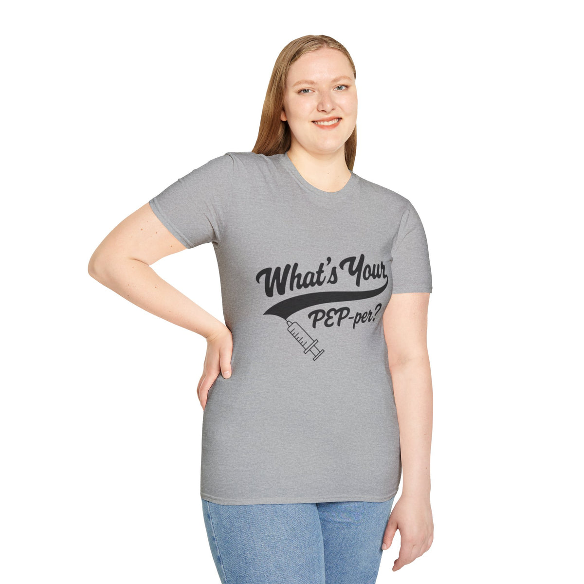 T-Shirt — "What's Your PEP‑per?" Funny Medical Syringe Graphic Tee