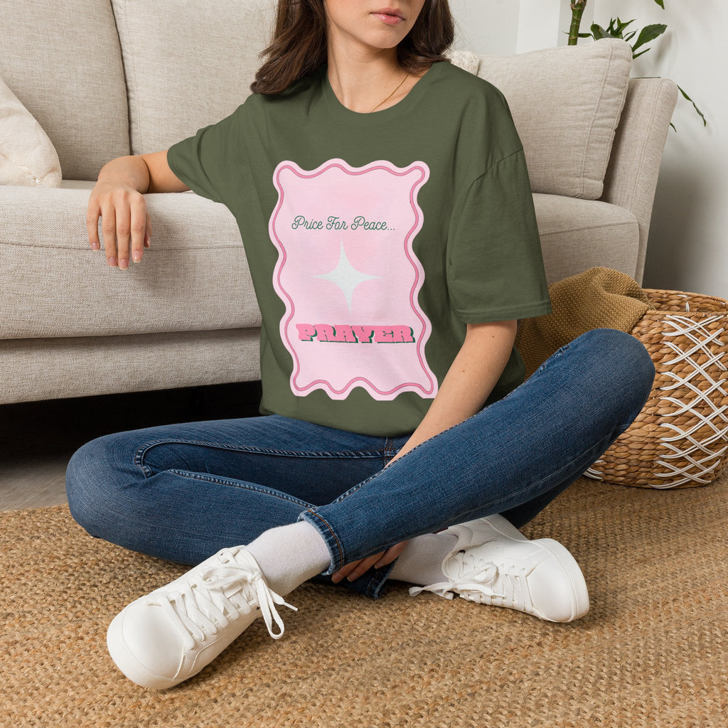Peace Price Graphic T-Shirt — "Price For Peace" Pink Retro Design