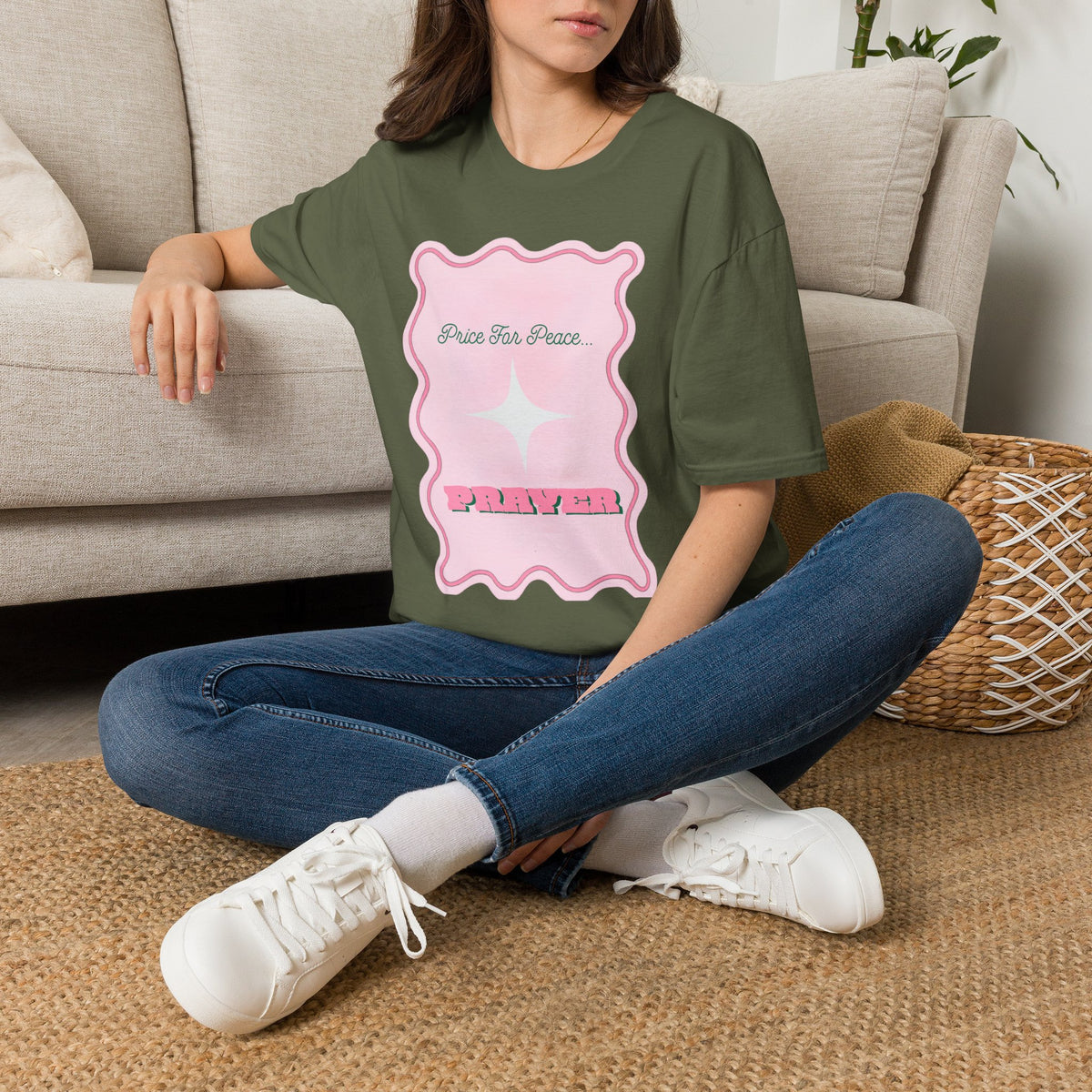 Peace Price Graphic T-Shirt — "Price For Peace" Pink Retro Design