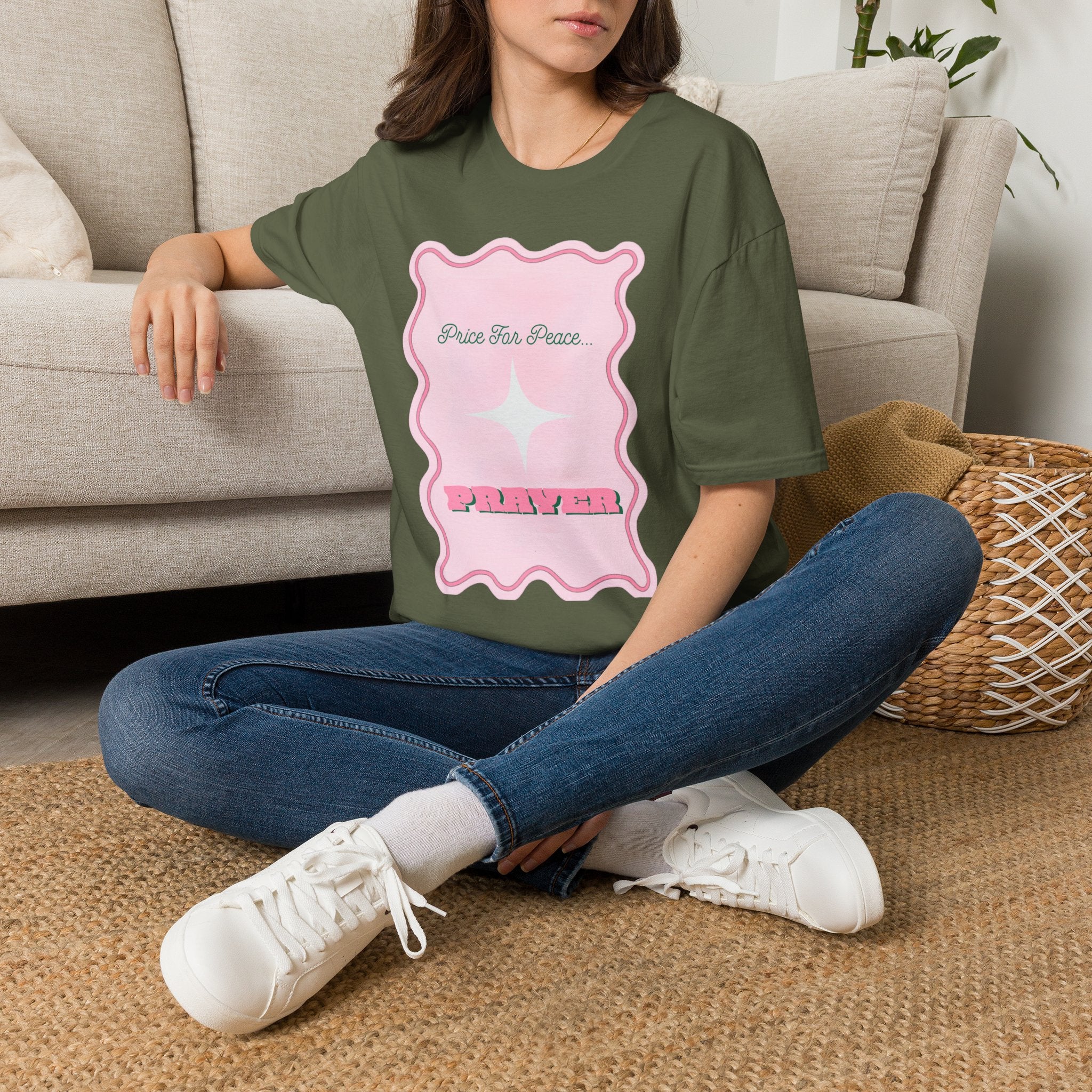 Peace Price Graphic T-Shirt — "Price For Peace" Pink Retro Design