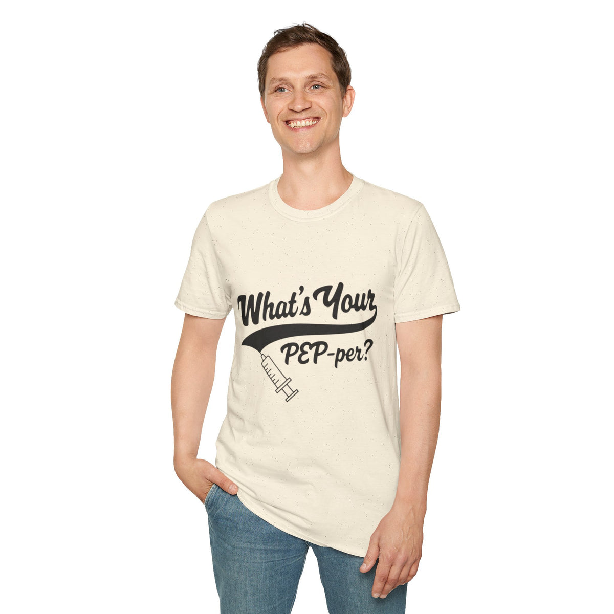 T-Shirt — "What's Your PEP‑per?" Funny Medical Syringe Graphic Tee