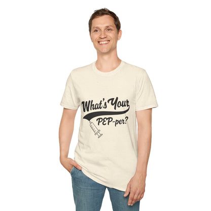T-Shirt — "What's Your PEP‑per?" Funny Medical Syringe Graphic Tee