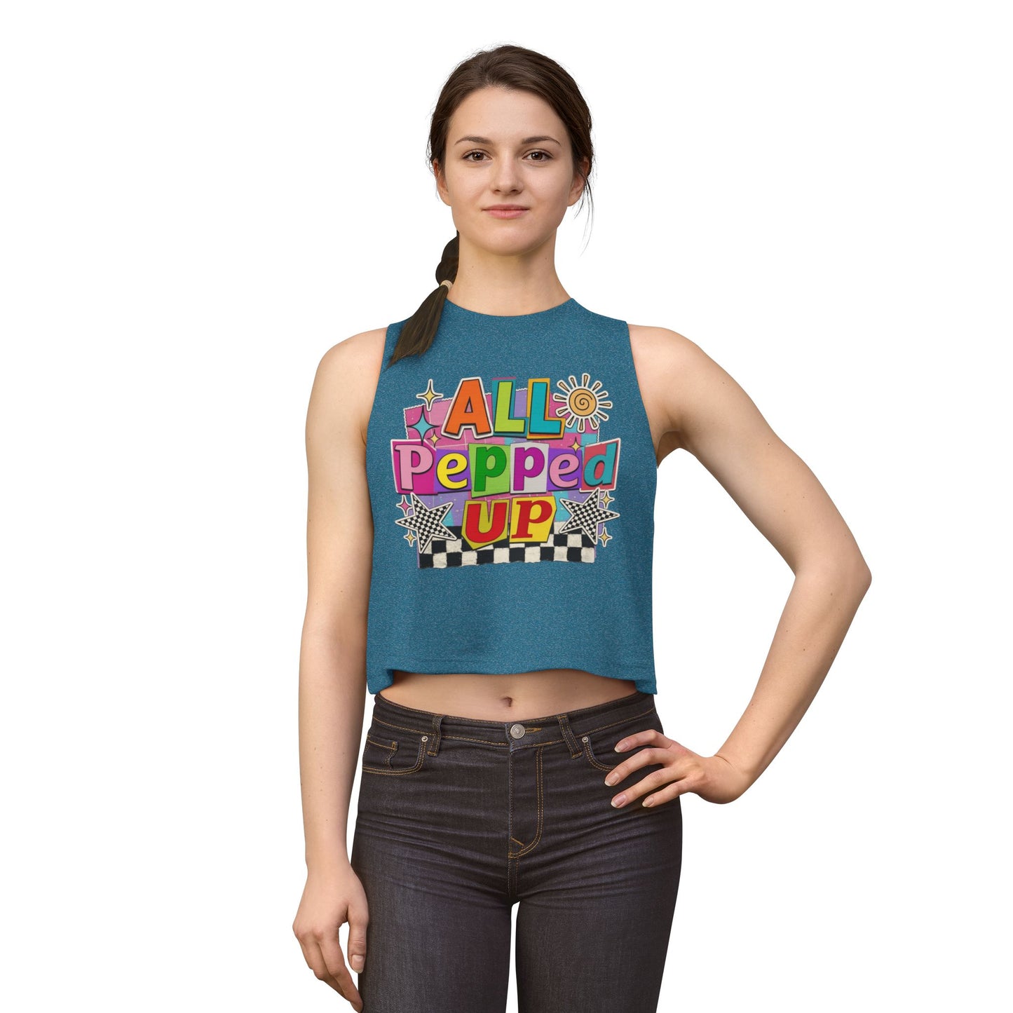 All Pepped Up Women's Crop Top - Colorful Retro Graphic Tank