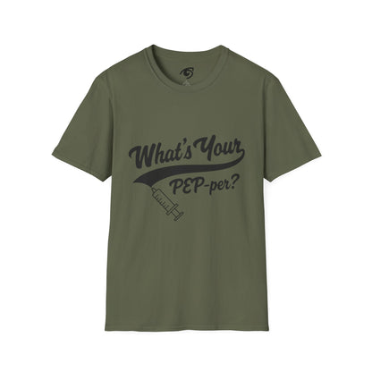T-Shirt — "What's Your PEP‑per?" Funny Medical Syringe Graphic Tee