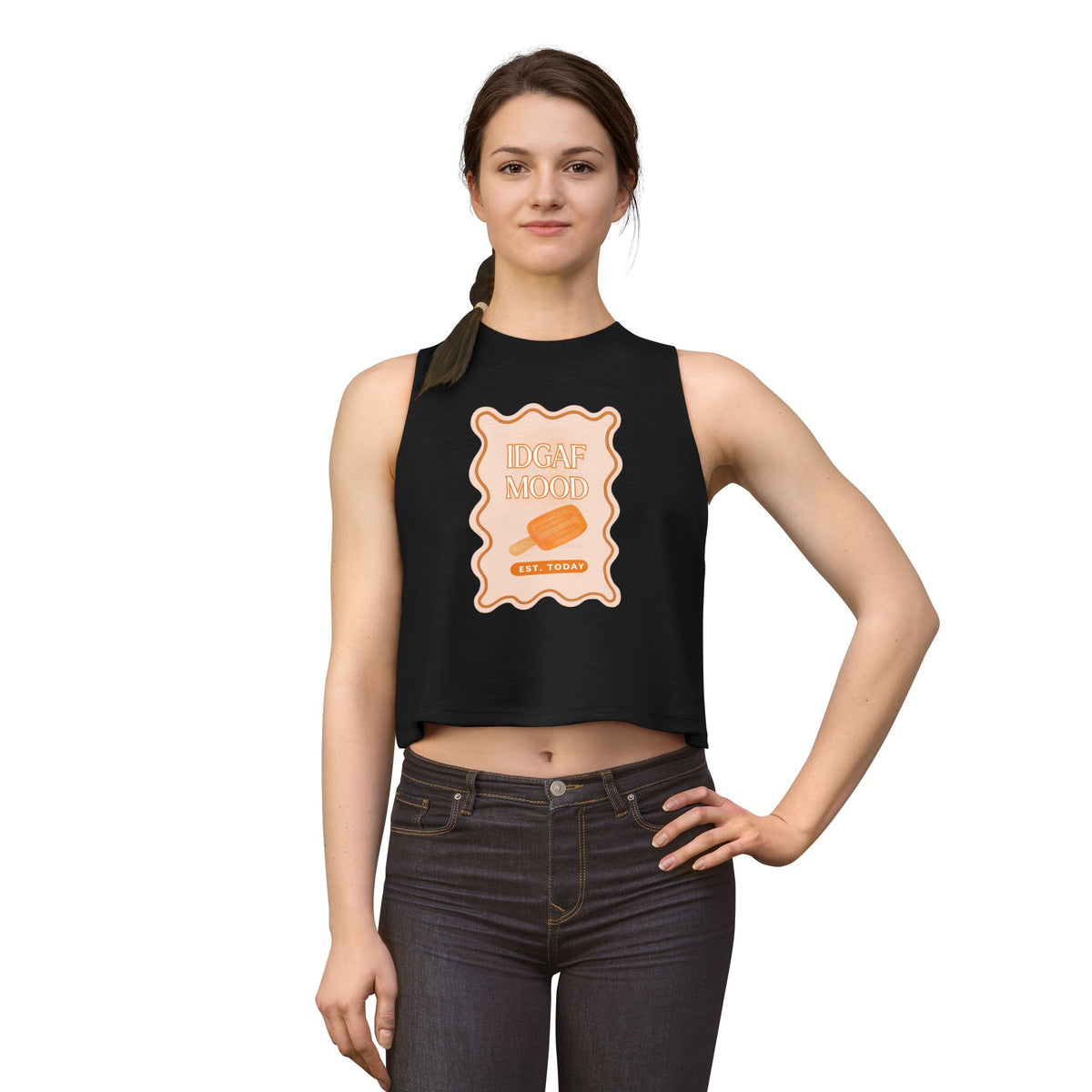 DGAF Mood Crop Top — Retro Orange Popsicle Graphic Women's Tank