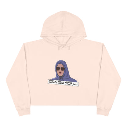 Crop Hoodie — 'What's Your PEP Per?' Graphic Cropped Hoodie