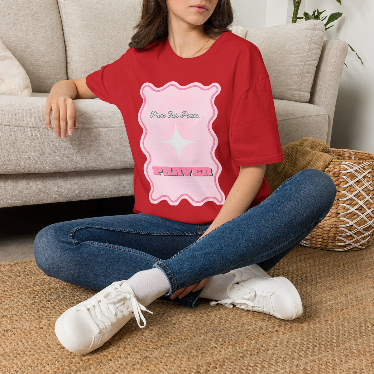 Peace Price Graphic T-Shirt — "Price For Peace" Pink Retro Design