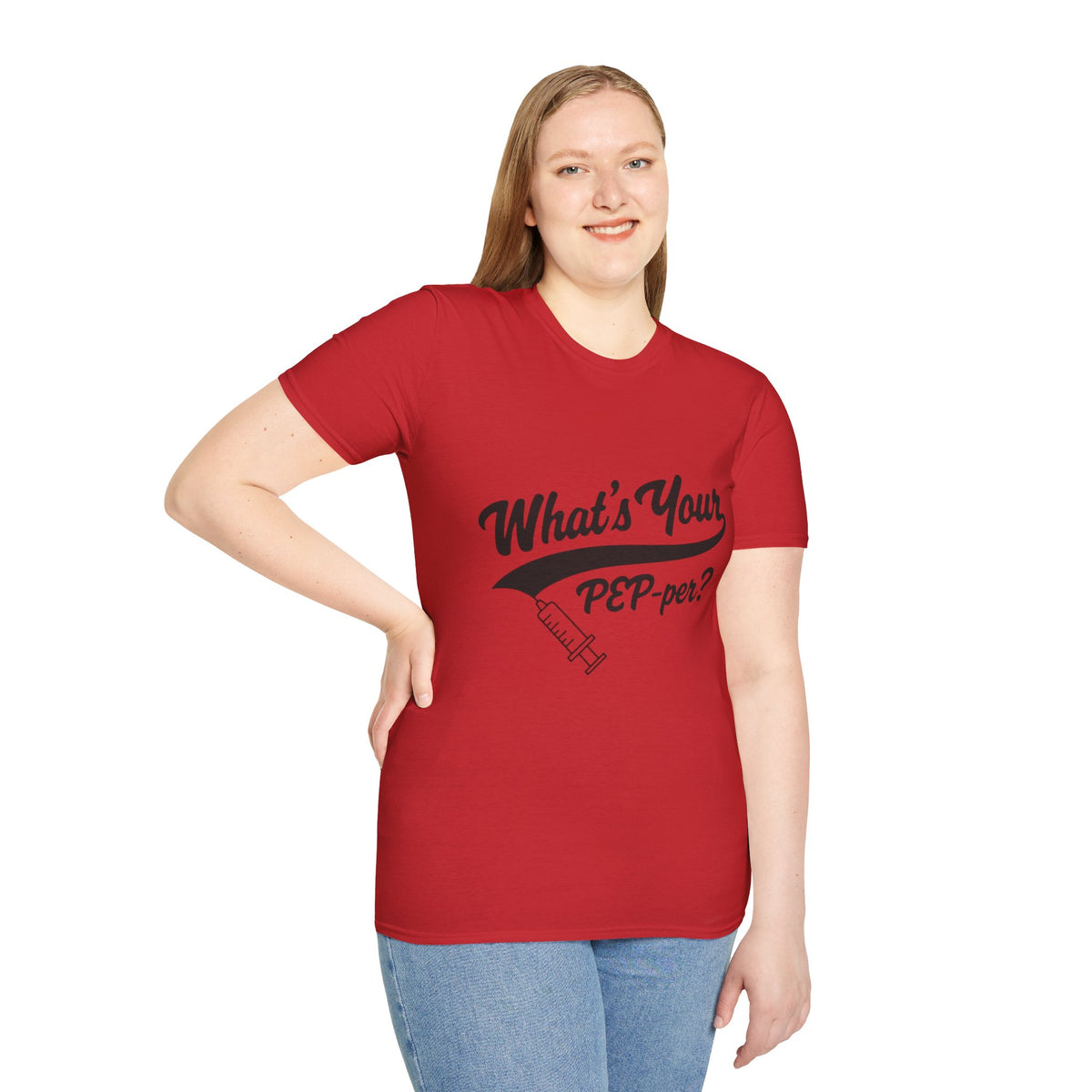 T-Shirt — "What's Your PEP‑per?" Funny Medical Syringe Graphic Tee