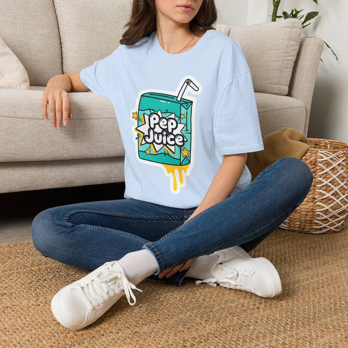 Pep Juice Retro Tee — Cute Cartoon Juice Box Graphic T-Shirt