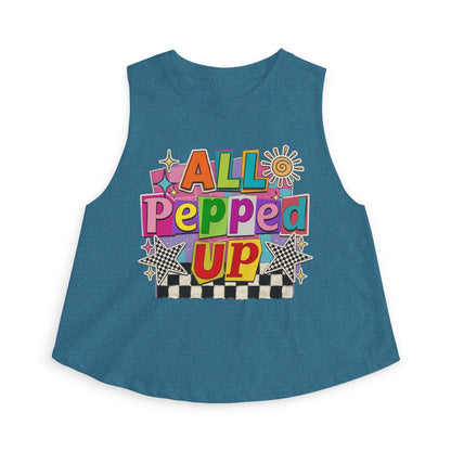 All Pepped Up Women's Crop Top - Colorful Retro Graphic Tank