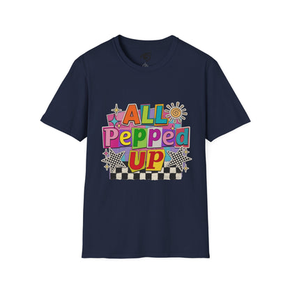 All Pepped Up T-Shirt — Colorful Retro Graphic Tee