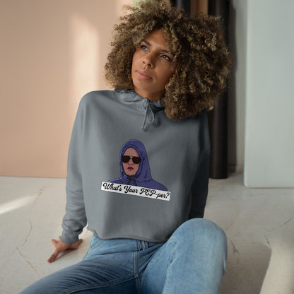Crop Hoodie — 'What's Your PEP Per?' Graphic Cropped Hoodie