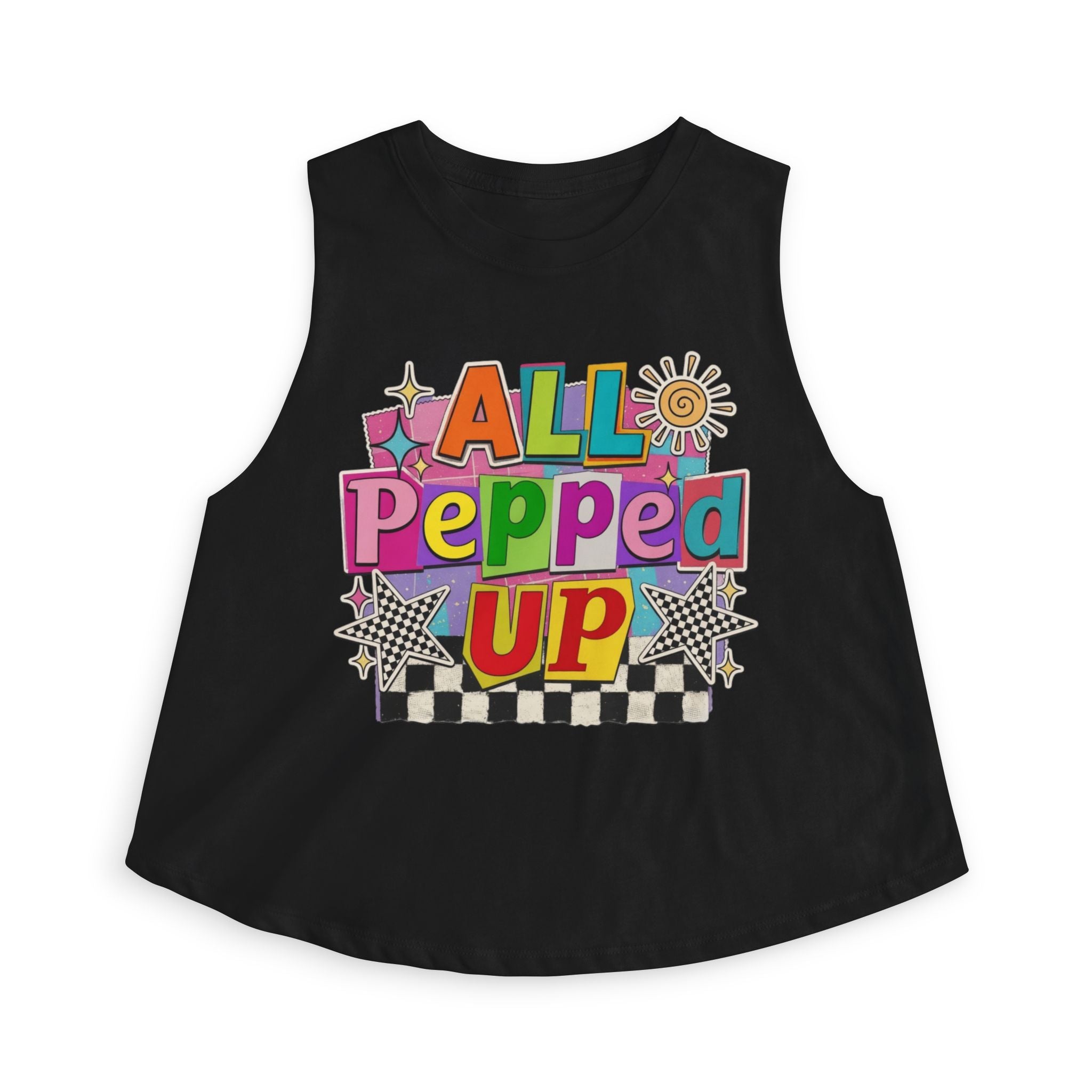 All Pepped Up Women's Crop Top - Colorful Retro Graphic Tank