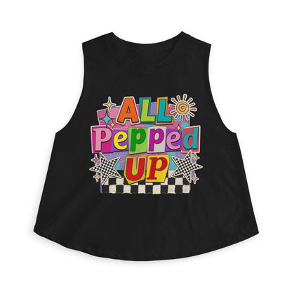All Pepped Up Women's Crop Top - Colorful Retro Graphic Tank